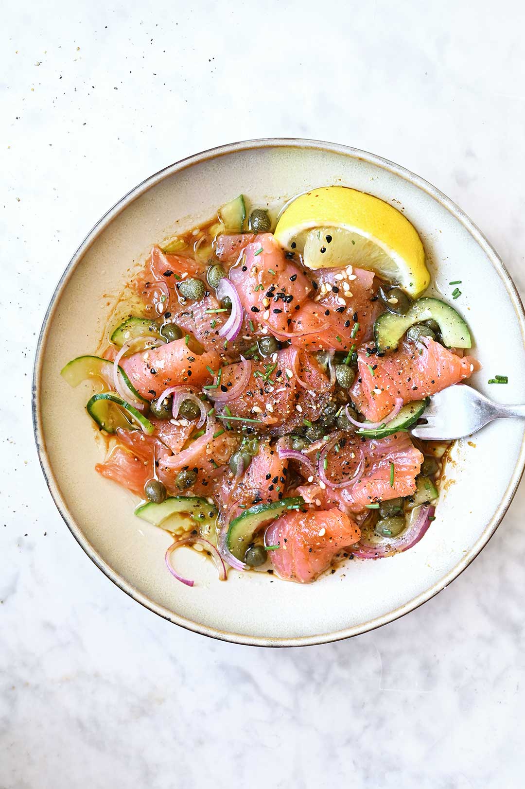 serving dumplings | Miso Soy Salmon Sashimi Bowl