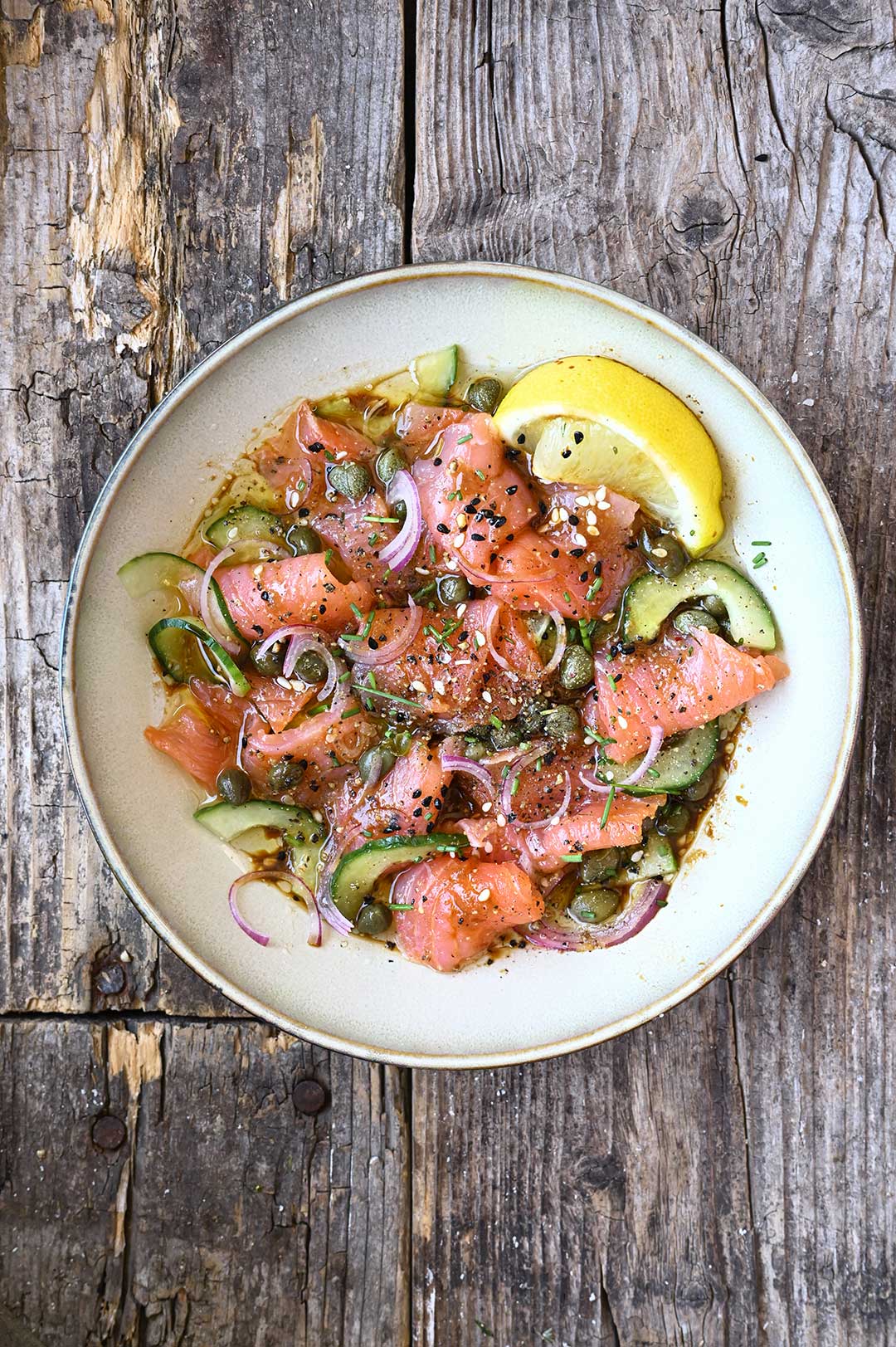 Sashimi van zalm met miso dressing