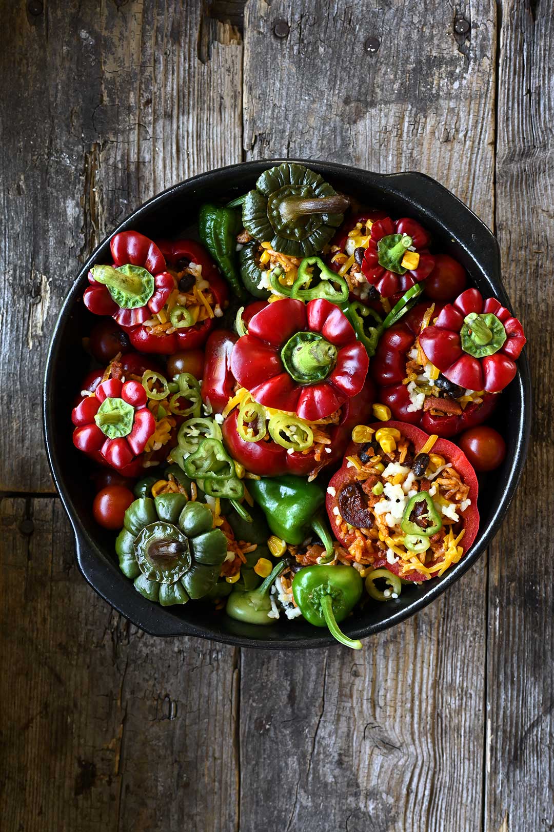 Tex-Mex Style Chorizo & Beef Stuffed Peppers