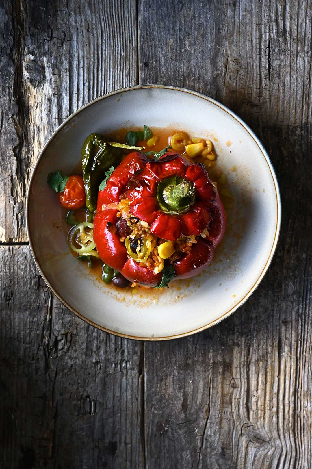 Tex-Mex Style Chorizo & Beef Stuffed Peppers