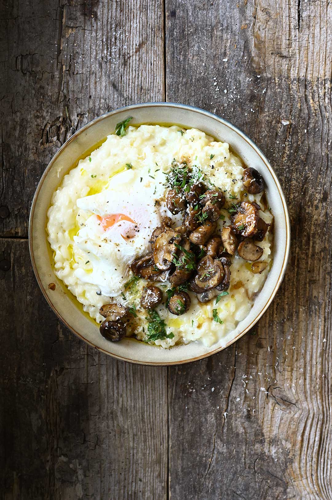 Romige risotto met champignons in balsamico azijn