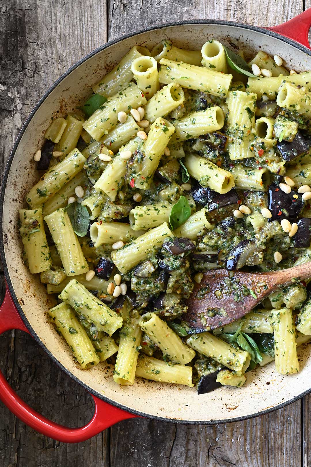 Eggplant Miso Pesto Pasta