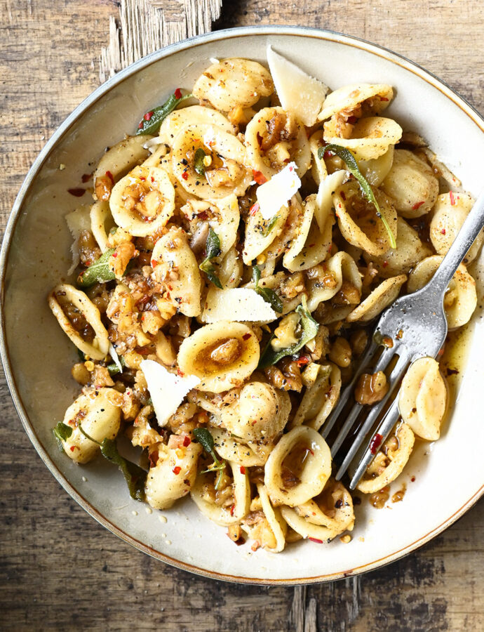 Brown Butter Orecchiette with Walnuts and Sage