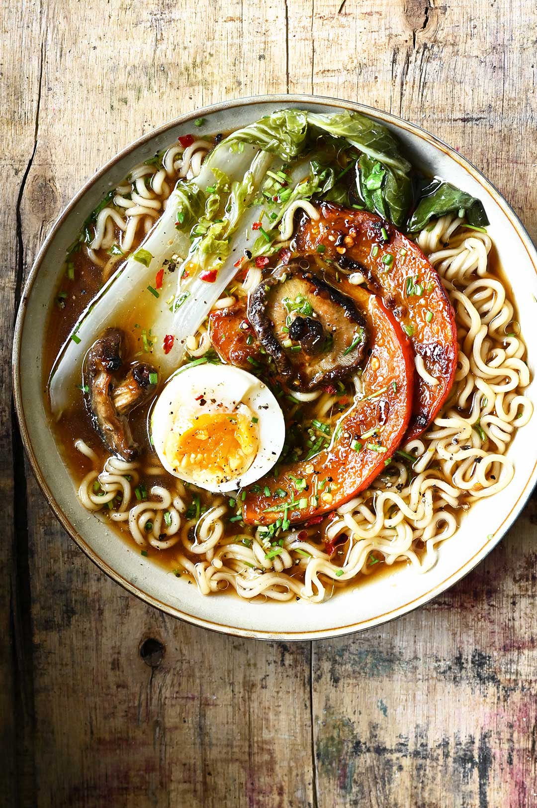 Miso ramen z pieczoną dynią