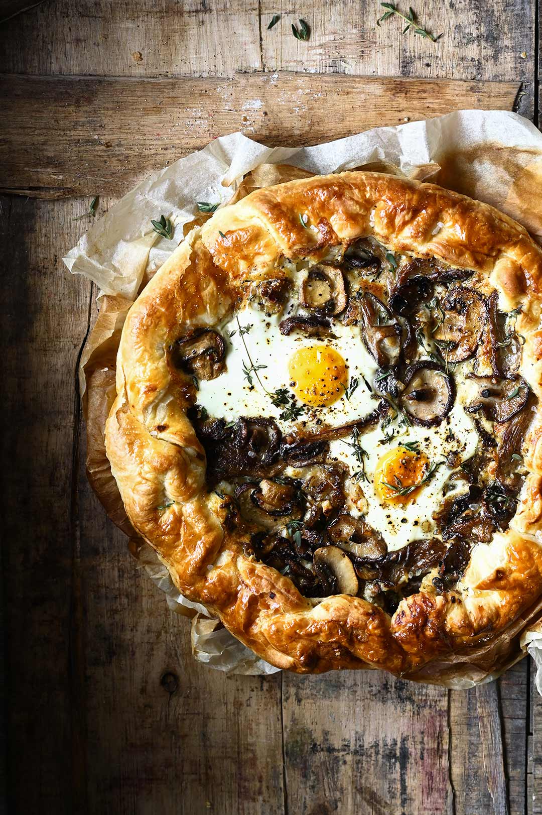 Cheesy Mushroom Tart with Eggs