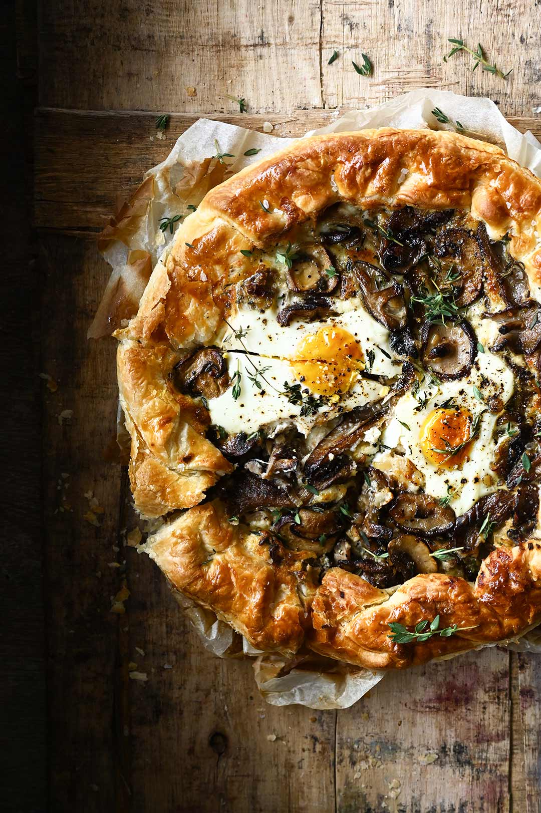 Cheesy Mushroom Tart with Eggs