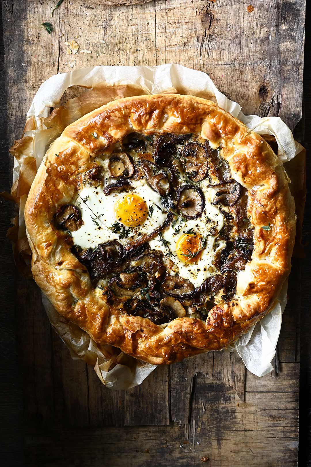 Cheesy Mushroom Tart with Eggs