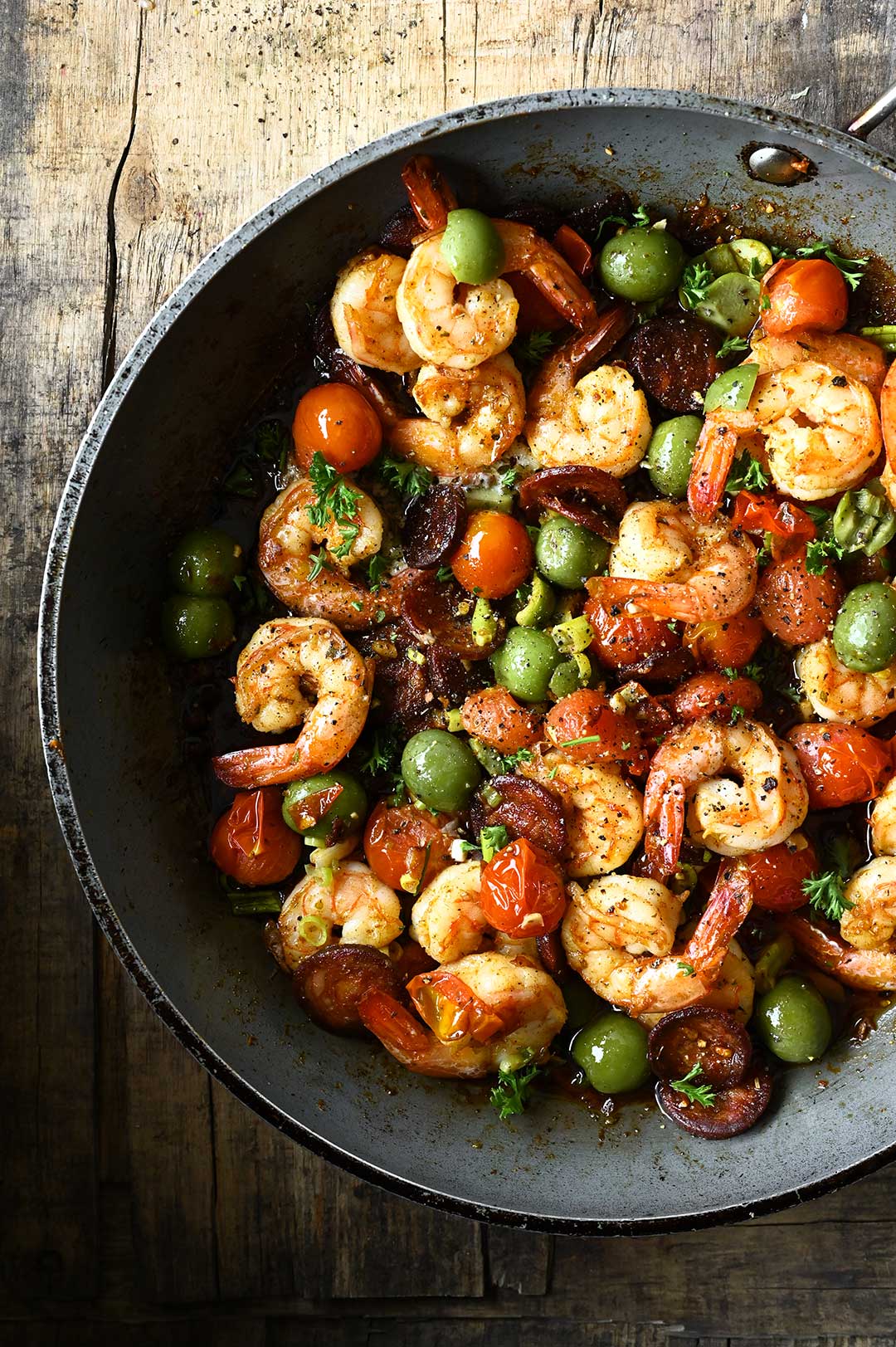 Cheese Polenta with Chorizo and Shrimp