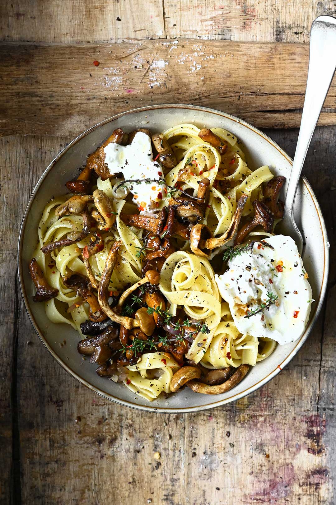 Pasta met paddenstoelen en balsamicoazijn