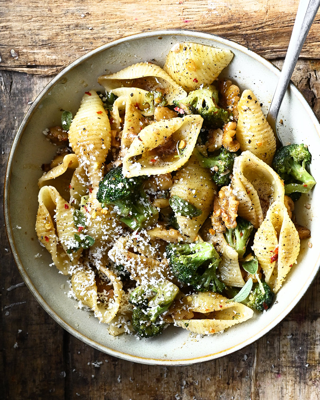 Brown Butter Broccoli and Walnut Pasta - Serving Dumplings