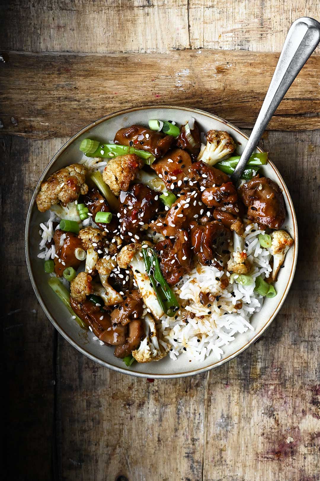 Garlic Soy Chicken with Cauliflower