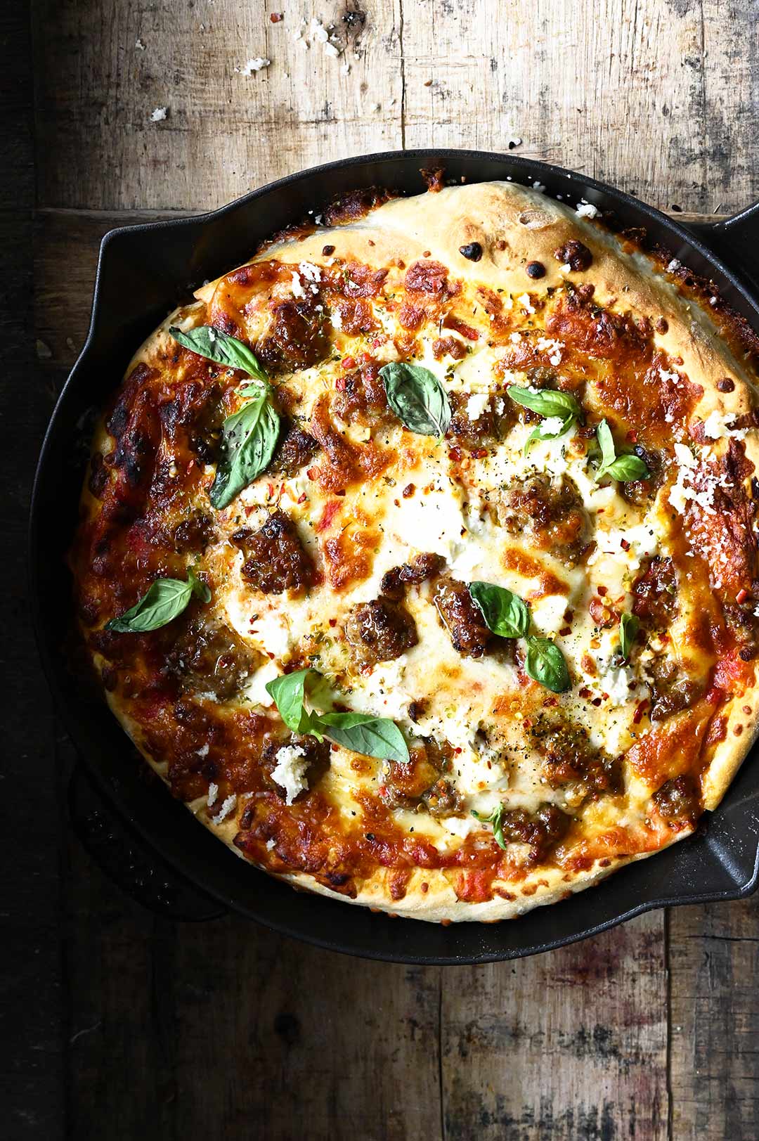 Easy Sausage Cast Iron Skillet Pizza