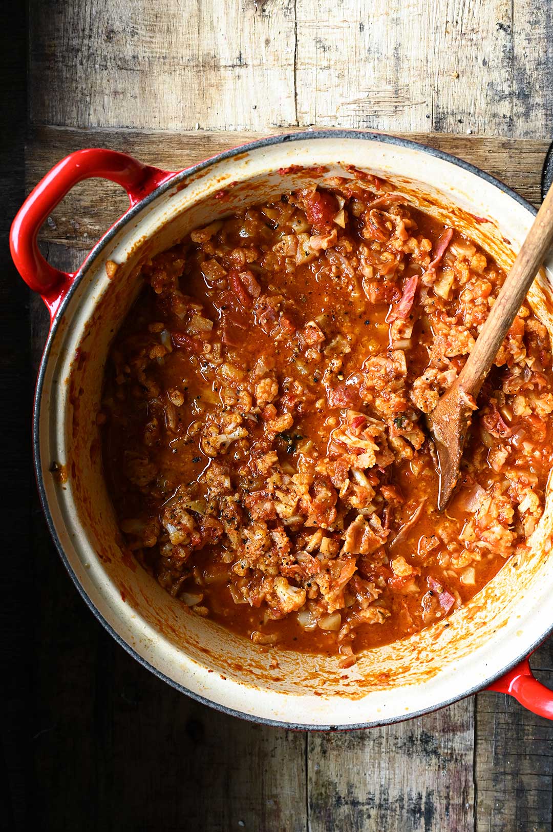 Cauliflower bolognese with pancetta 