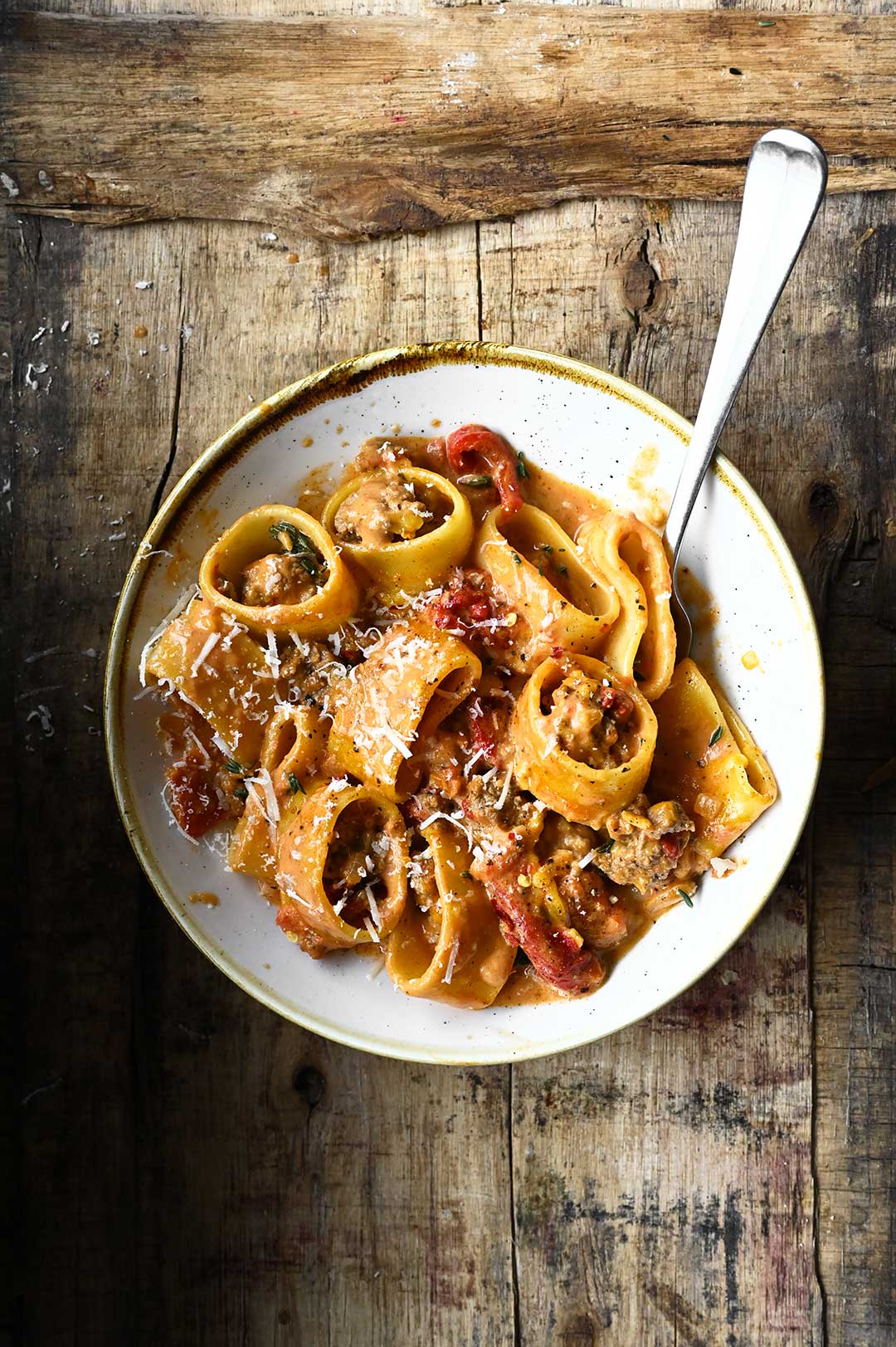 serving dumplings | Creamy Beef Bolognese with Roasted Peppers