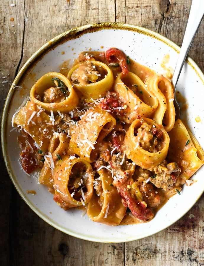 Creamy Beef Bolognese with Roasted Peppers