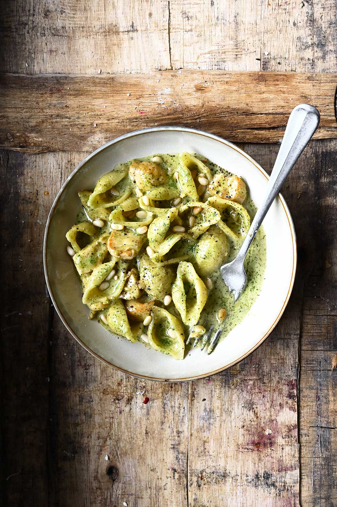 Creamy Pesto Chicken Pasta - Serving Dumplings