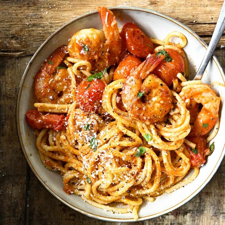 Spicy Tomato Shrimp Spaghetti