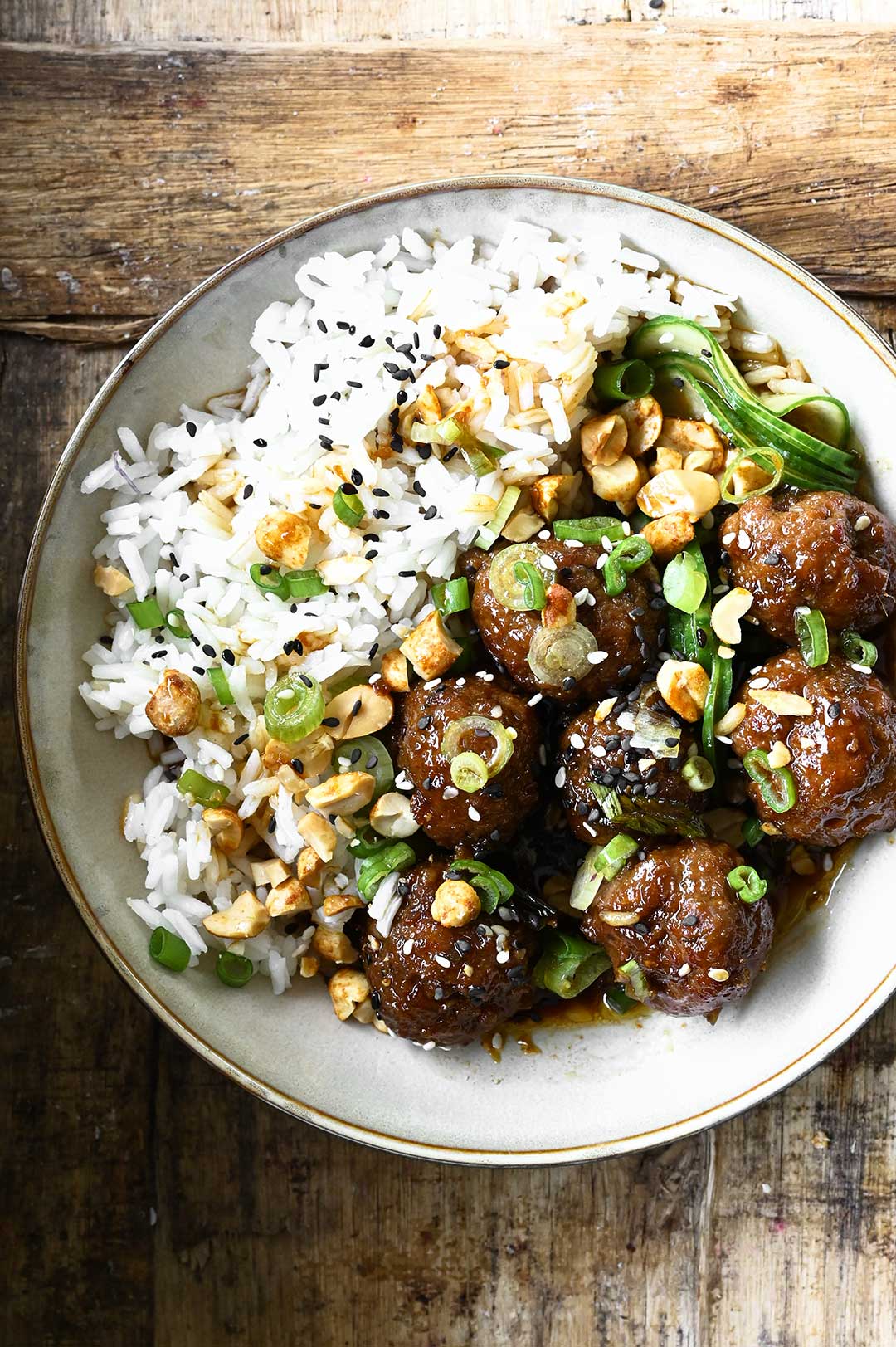 Sticky Garlic Sesame Meatballs
