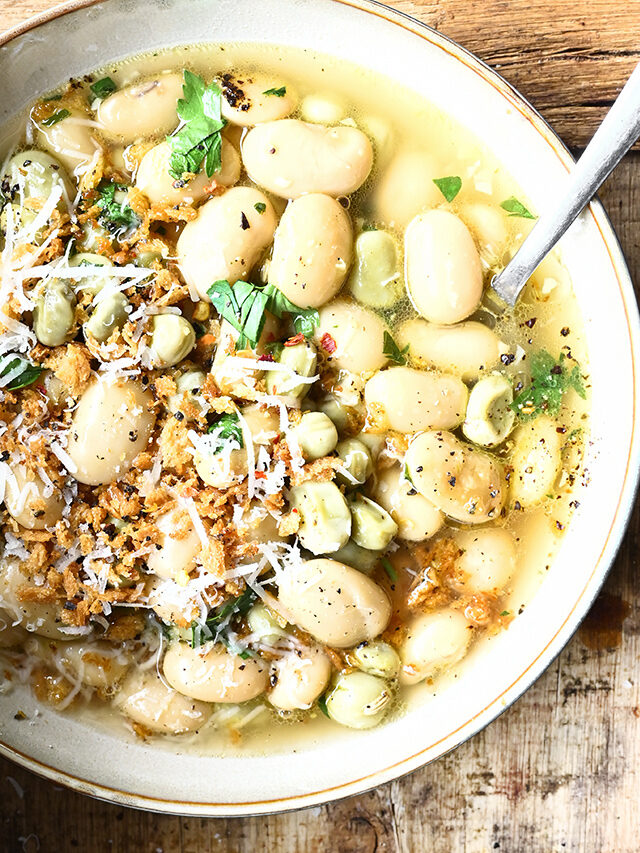 Brothy Beans with Garlic and Parmesan