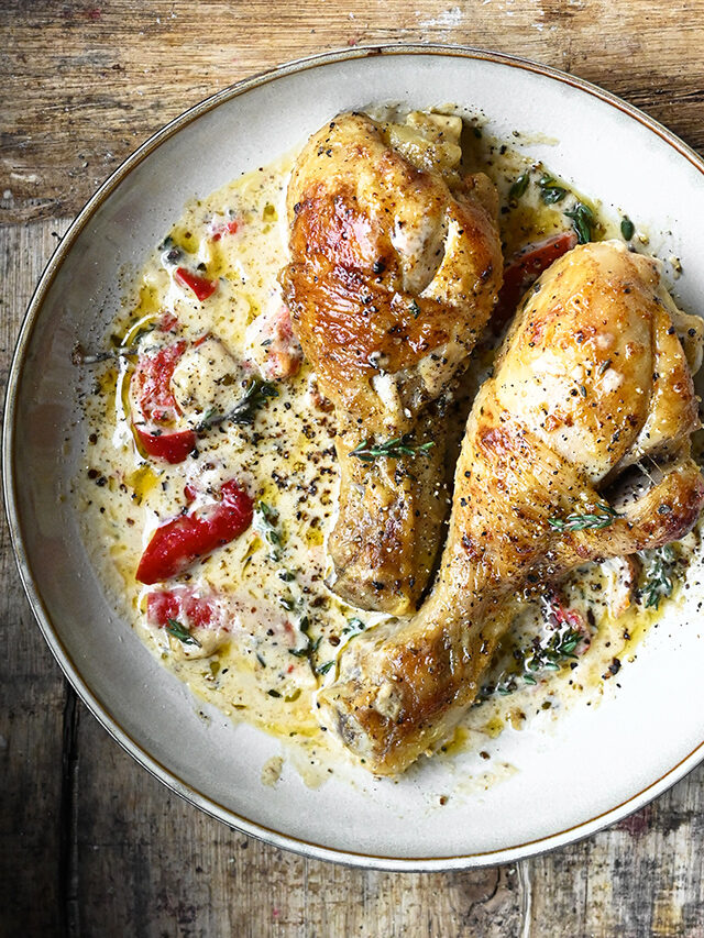 Creamy Black Pepper Chicken Drumsticks