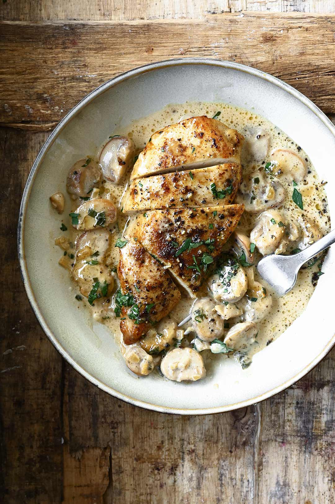 Creamy Drunken Chicken with Mushrooms