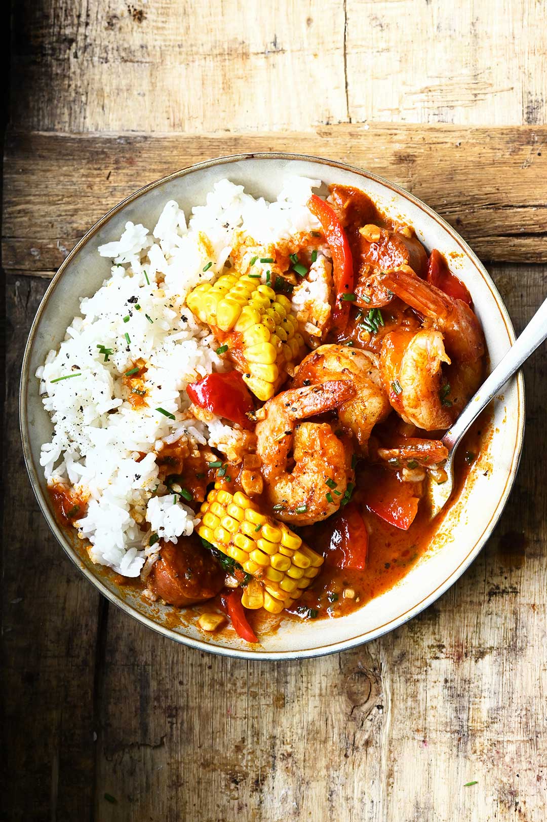 One-Pan Shrimp with Spanish Chorizo and Corn - Serving Dumplings