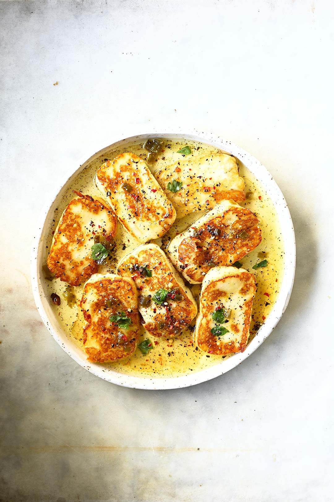 halloumi with peppered honey