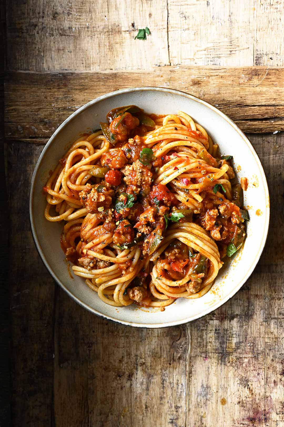 Beef and Bell Pepper Spaghetti - Serving Dumplings