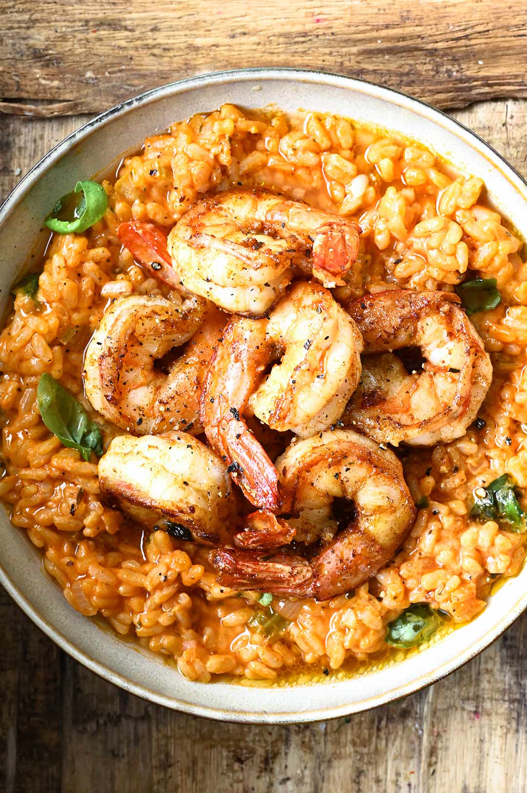 Creamy Tomato and Shrimp Risotto - Serving Dumplings