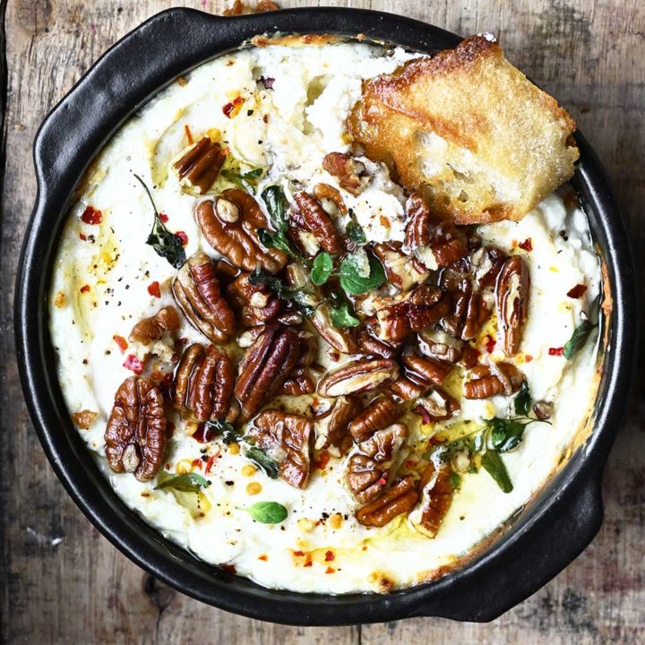 baked ricotta dip with pecans