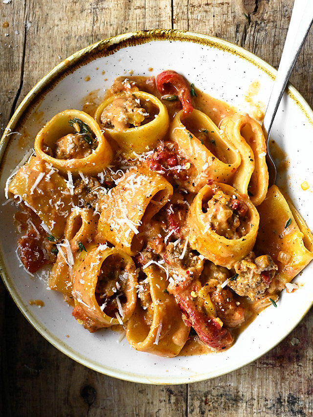Creamy Beef Bolognese with Roasted Peppers