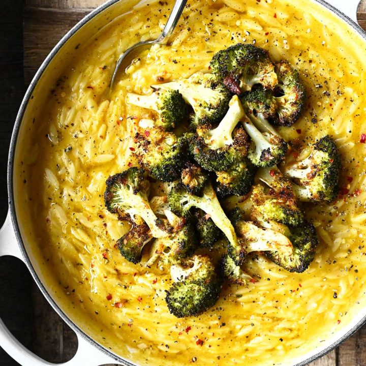 butternut orzo with roasted broccoli