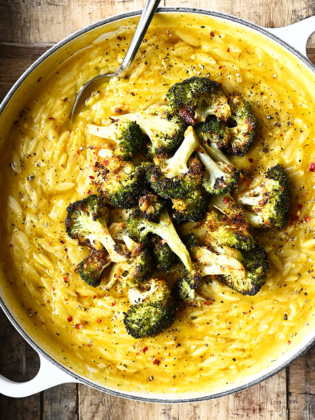 Butternut Orzo with Roasted Broccoli