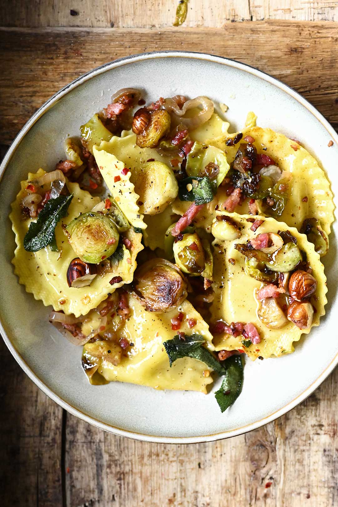 cheese ravioli with sautéed brussels sprouts cheese ravioli with sautéed brussels sprouts