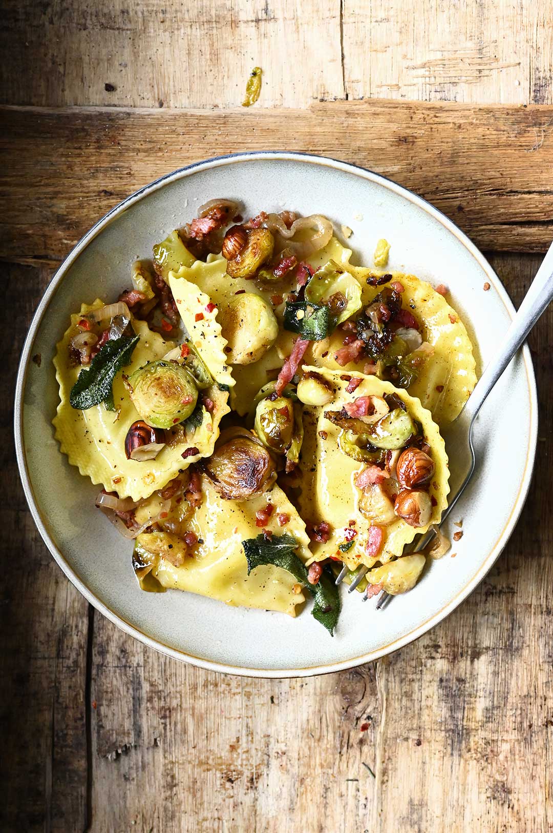 cheese ravioli with sautéed brussels sprouts cheese ravioli with sautéed brussels sprouts