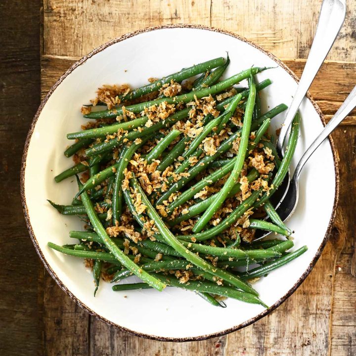 green beans with brown butter breadcrumbs