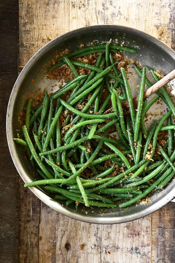 Green Beans with Brown Butter Breadcrumbs Serving Dumplings