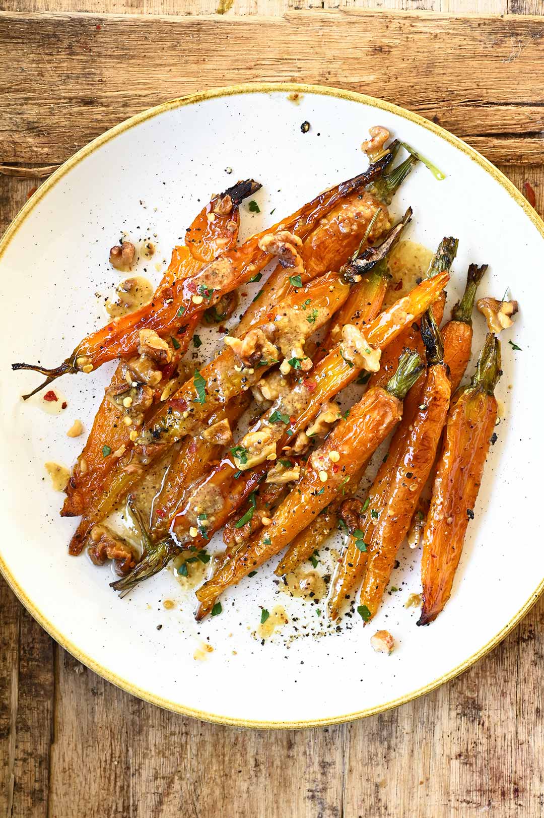 roasted carrots with mustard miso dressing