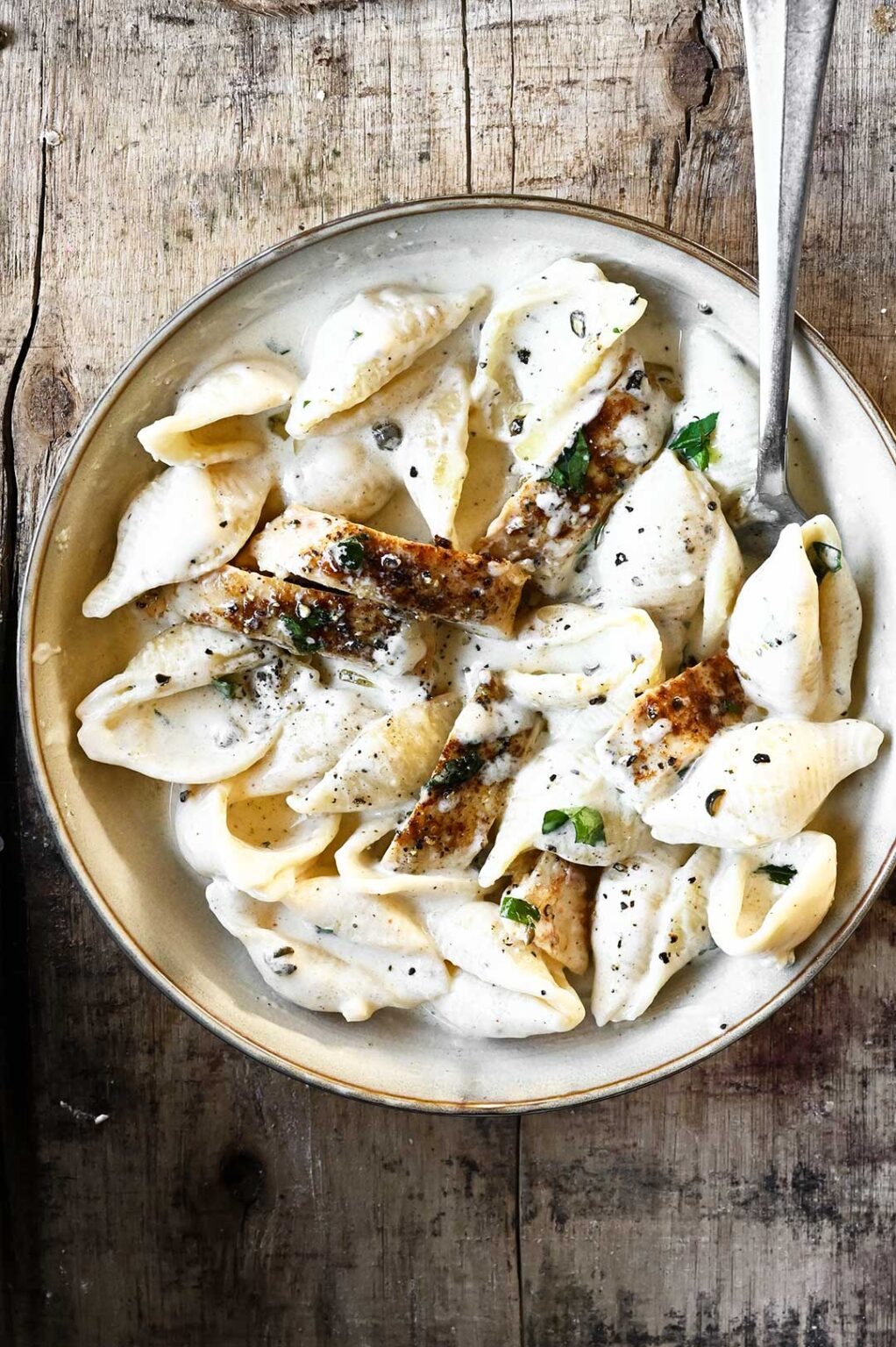 Black Pepper Chicken Alfredo Pasta Serving Dumplings