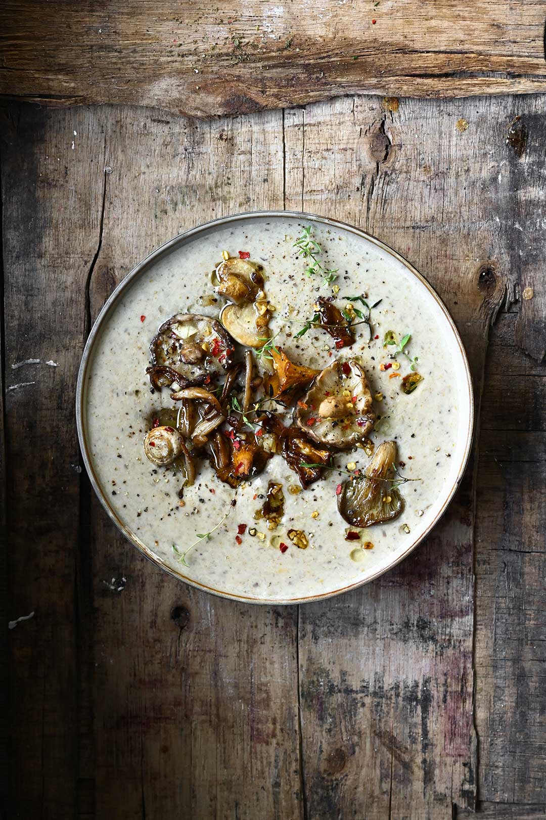 Creamy Mushroom Soup with Miso and Parmesan