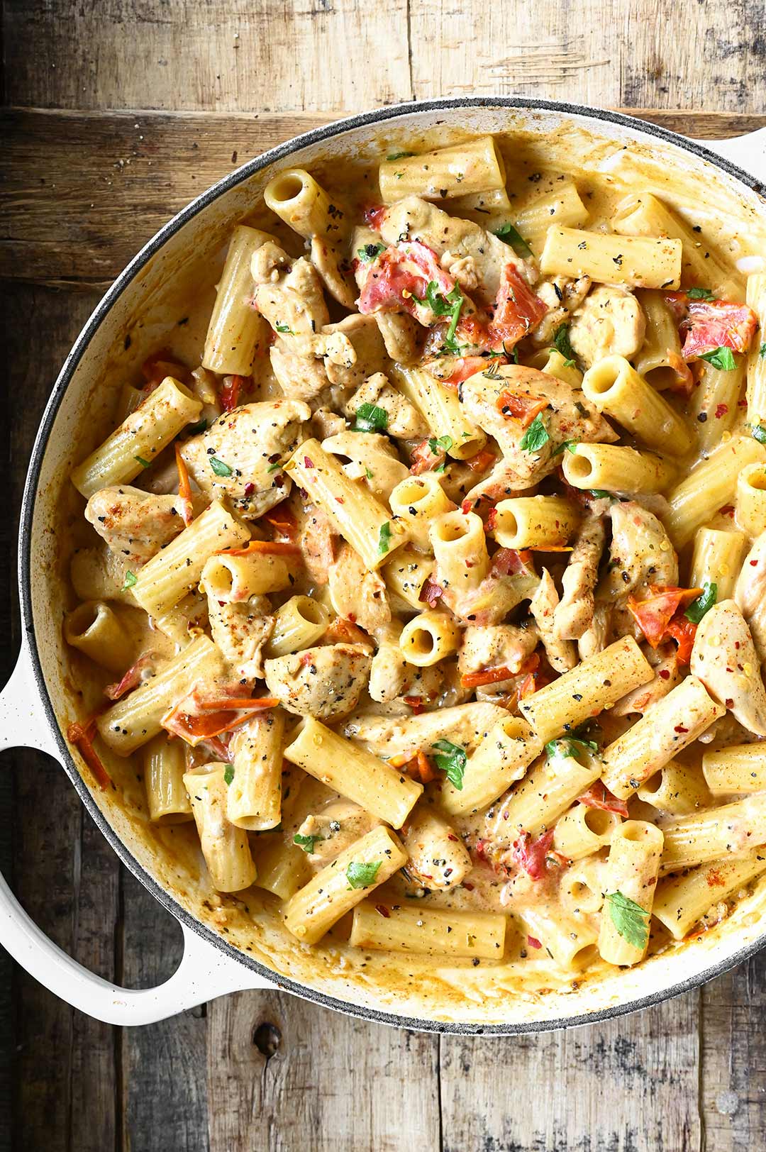 Creamy Sun-Dried Tomato Chicken Pasta - Serving Dumplings