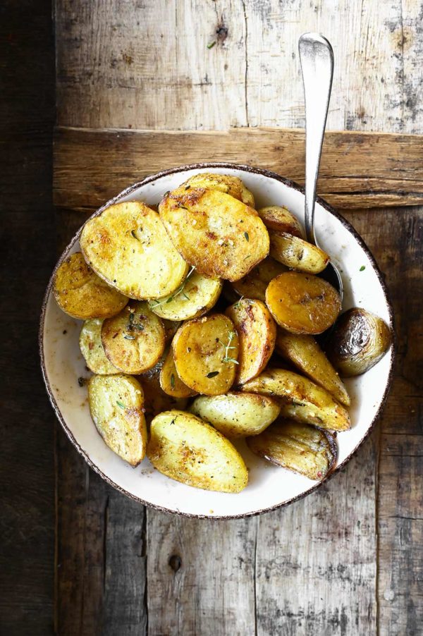 Crispy Garlic Butter Potatoes Serving Dumplings