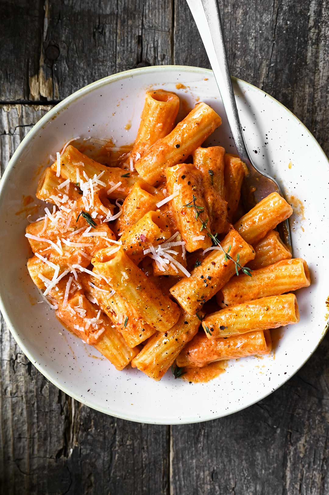 Creamy roasted pepper and sun dried tomato pasta