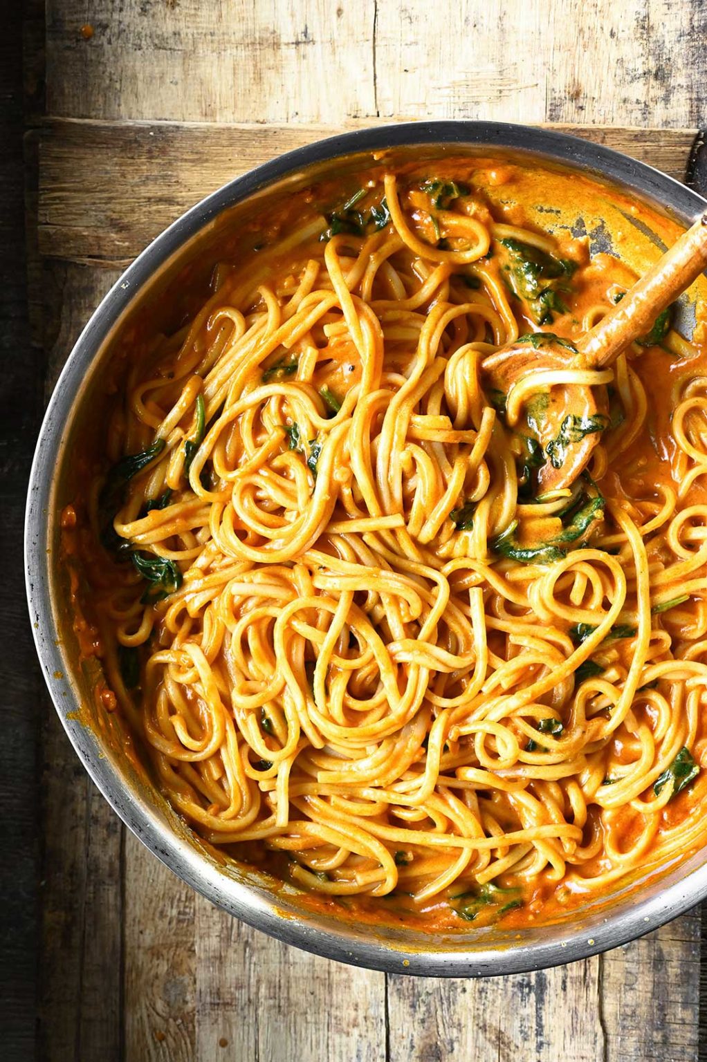 Creamy Thai Red Curry Udon Noodles Serving Dumplings