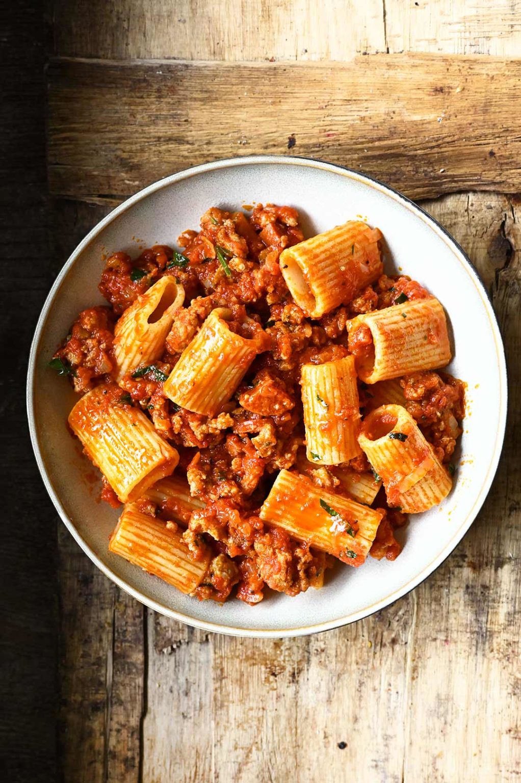 Italian Sausage and Chorizo Rigatoni Serving Dumplings