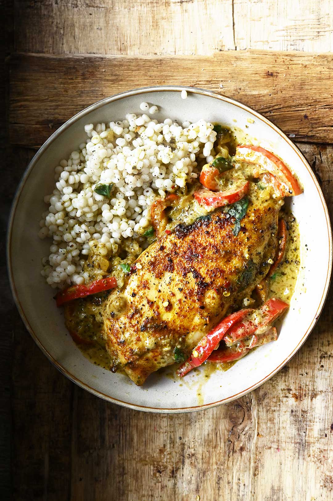 pesto chicken with peppers