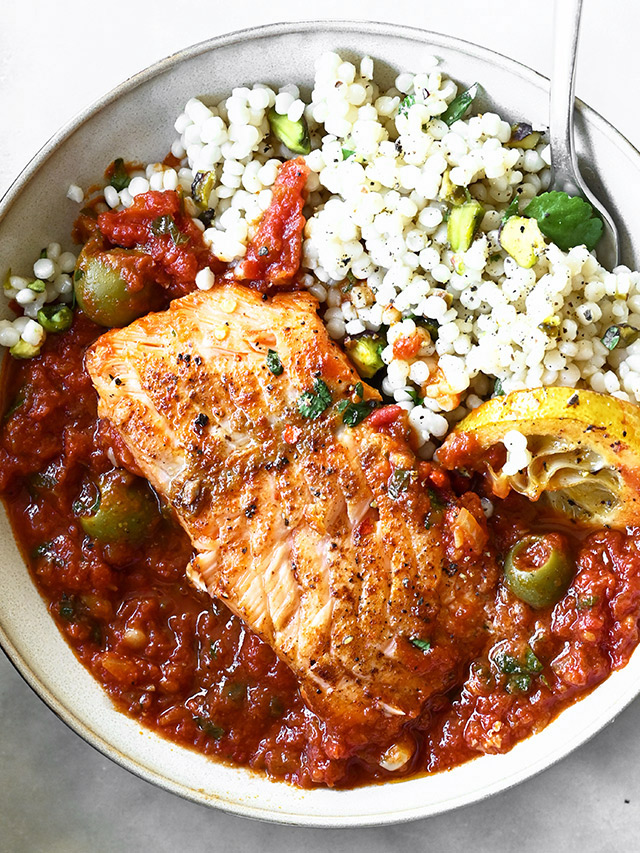 Spicy Moroccan Salmon with Pistachio Couscous