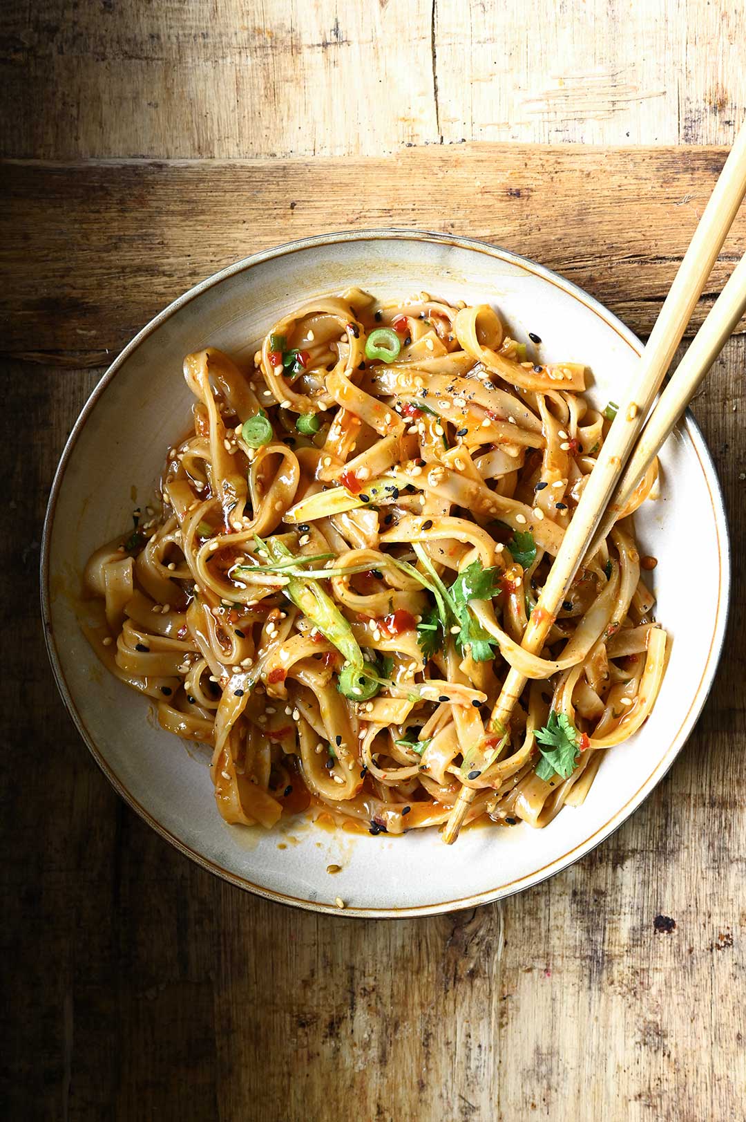 Spicy Garlic Shiitake Noodles - Serving Dumplings