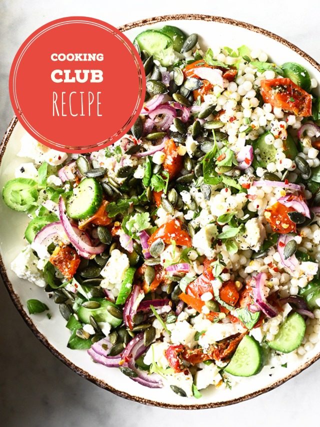 Pearl Couscous Salad with Feta and Lemon Dressing