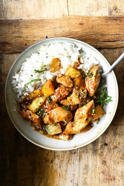 chicken teriyaki pineapple bowls